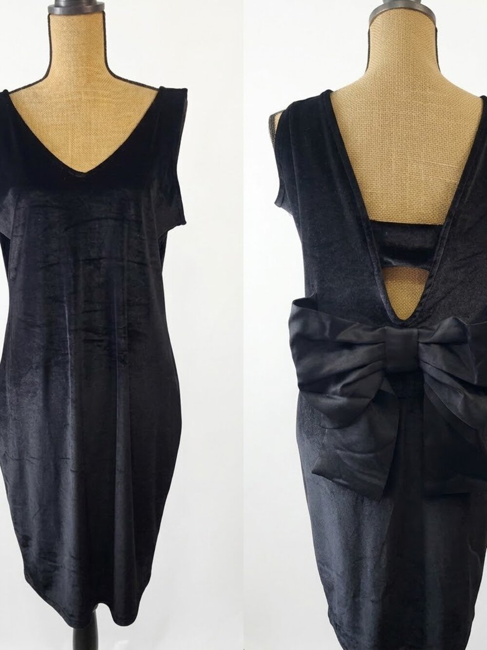 🎀 Torrid Black Velvet Bow-Back Dress 1X / 14 / 16